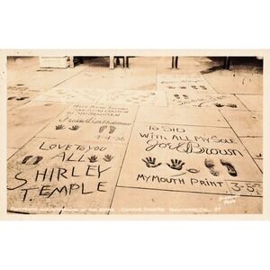 VTG Chinese Theatre Hollywood Photo Postcard Shirley Temple Joe E‎ Brown RPPC